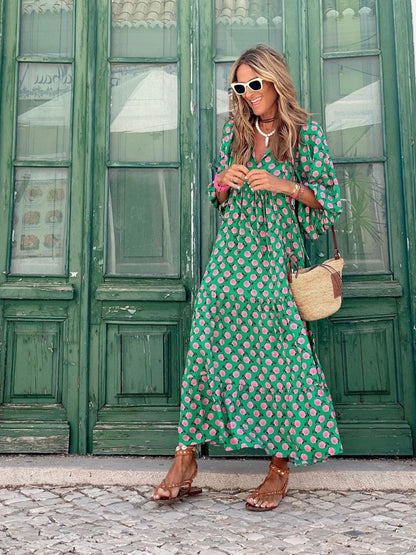Sanded Bohemian style maxi dress for women | Luna