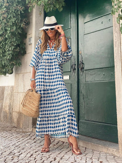 Sanded Bohemian style maxi dress for women | Luna