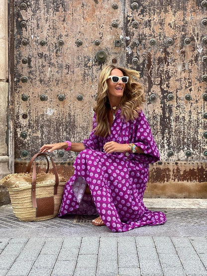 Sanded Bohemian style maxi dress for women | Luna