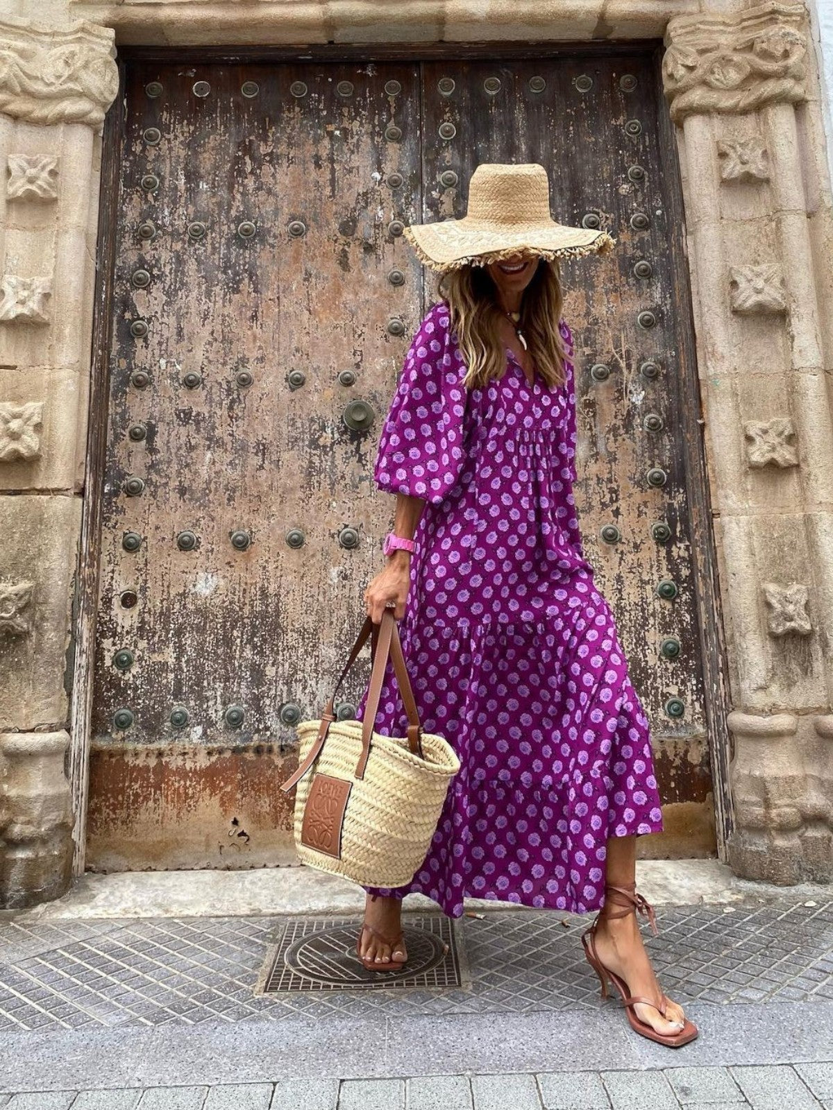 Sanded Bohemian style maxi dress for women | Luna