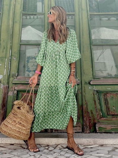 Sanded Bohemian style maxi dress for women | Luna