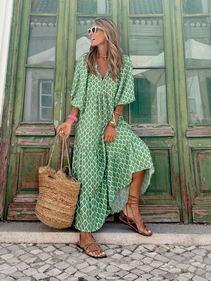 Sanded Bohemian style maxi dress for women | Luna
