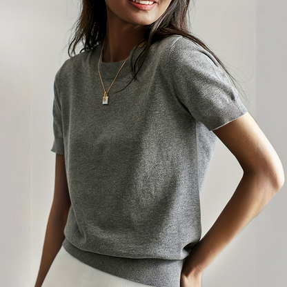 Atelier Casual Short Sleeve Crew Neck Top For Women | Alverine