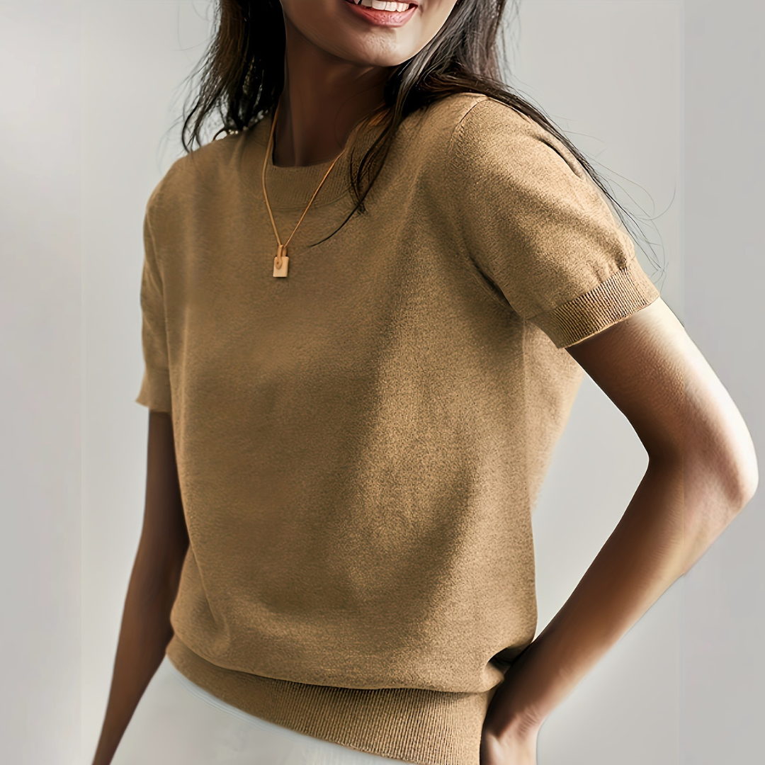 Atelier Casual Short Sleeve Crew Neck Top For Women | Alverine