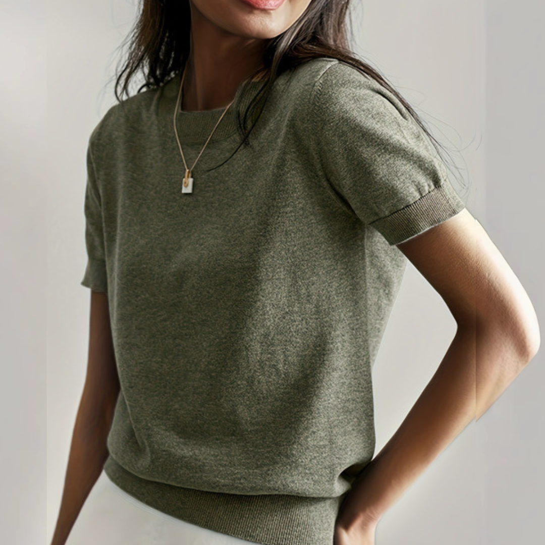 Atelier Casual Short Sleeve Crew Neck Top For Women | Alverine