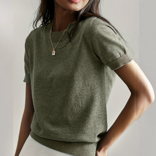 Atelier Casual Short Sleeve Crew Neck Top For Women | Alverine