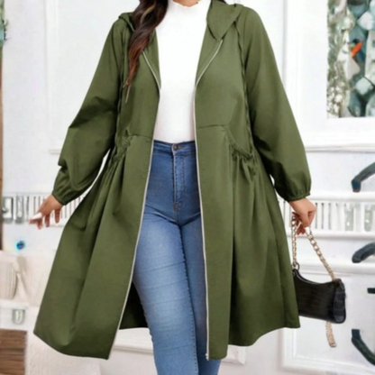 Draped Casual Drawstring Hooded Long Coat For Women | Elvarina