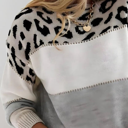 Smocked Leopard Print Casual Sweater For Women | Sera