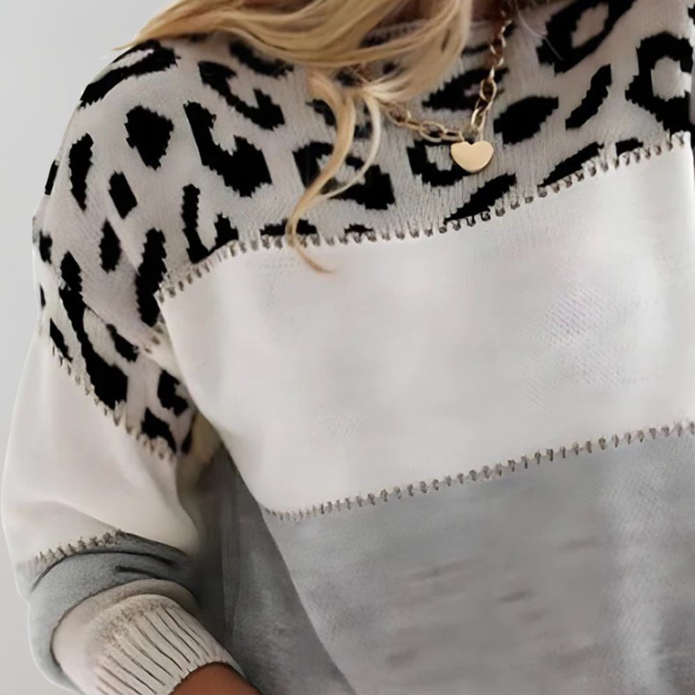 Authentic Leopard Colour-Block Sweater for Women | Selene