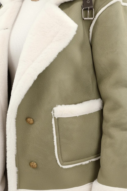 Heritage Lapel Trim Shearling Style Jacket For Women | Maelis