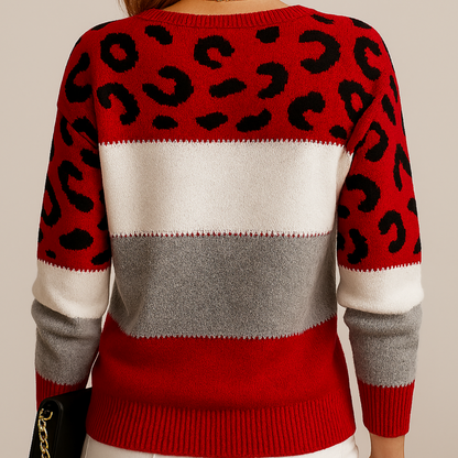 Smocked Leopard Print Casual Sweater For Women | Sera