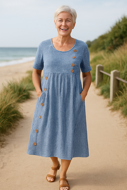 Traditional Striped midi dress for women | Brienne