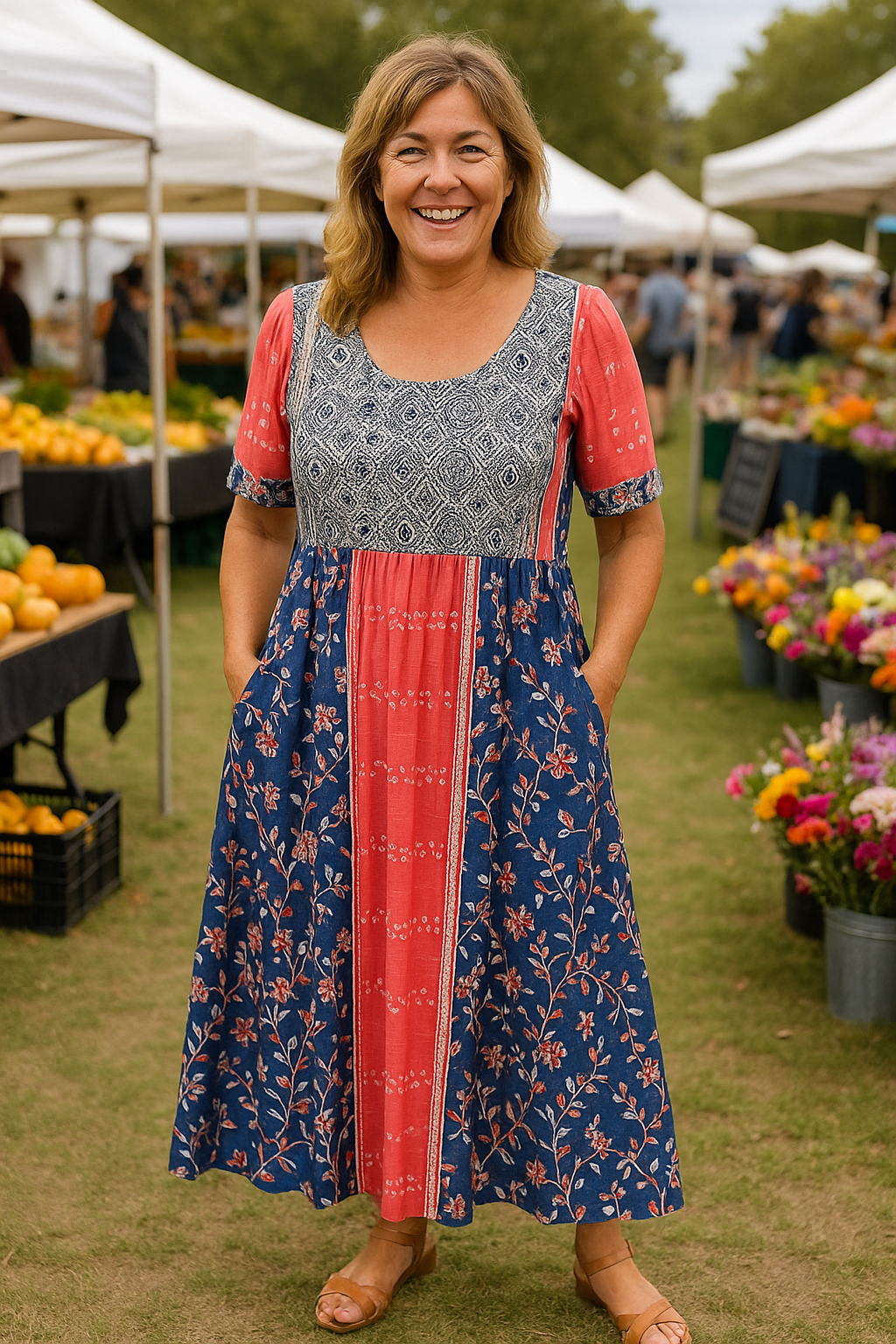 Saturated Everyday midi dress for women | Calani