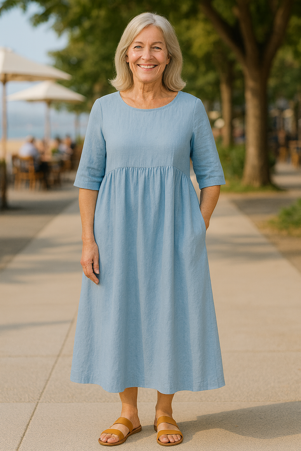 Sculptural Cotton pocket midi dress for women | Anora