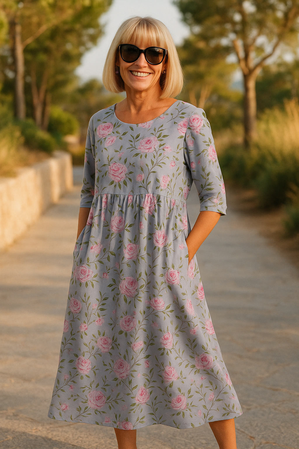 Vintage Relaxed midi dress for women | Eliza