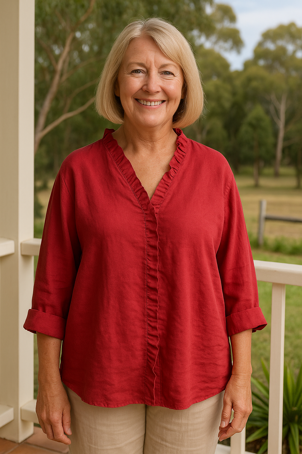 Calm Soft ruffle blouse for women | Maribel