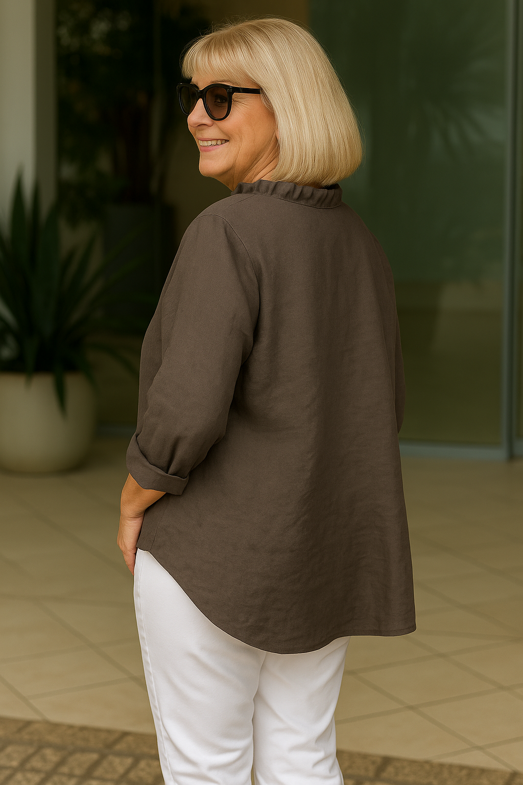 Calm Soft ruffle blouse for women | Maribel