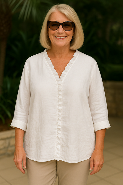 Calm Soft ruffle blouse for women | Maribel