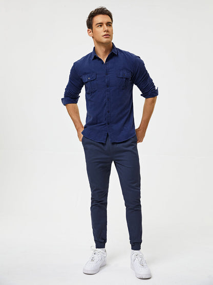 Denim Straight-cut winter shirt for men | Rowan