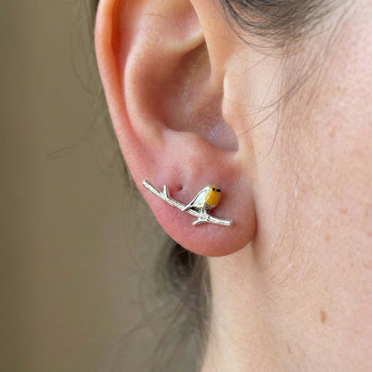 Reflective Bird earrings with robin-inspired design for women | Robinelle