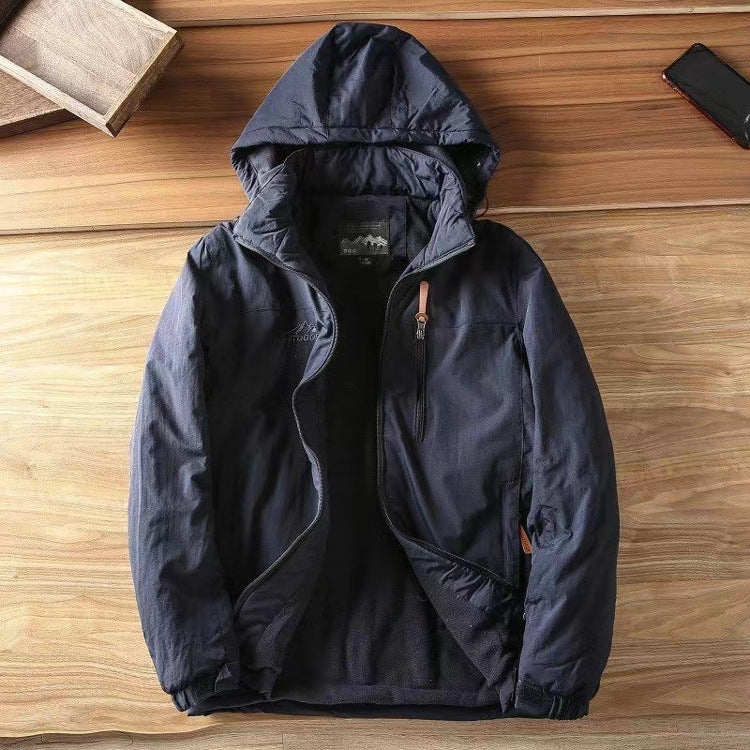 Suede Padded Hooded Coat For Men | Everett