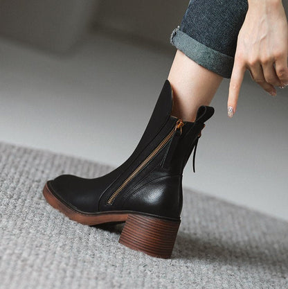 Herringbone Block Heel Ankle Boots for Women | Mirella