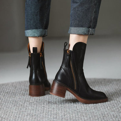 Herringbone Block Heel Ankle Boots for Women | Mirella