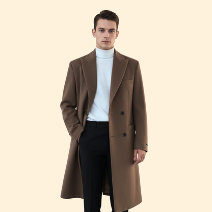 Eternal Tailored Double Breasted Long Overcoat For Men | Erwin
