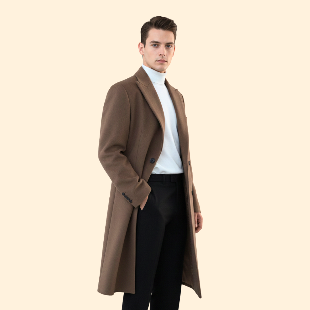 Eternal Tailored Double Breasted Long Overcoat For Men | Erwin