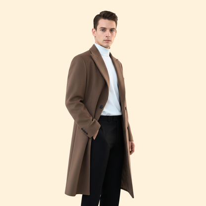 Eternal Tailored Double Breasted Long Overcoat For Men | Erwin