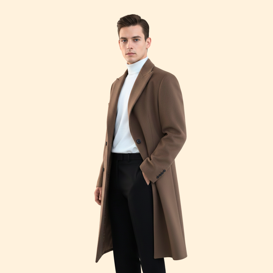 Eternal Tailored Double Breasted Long Overcoat For Men | Erwin