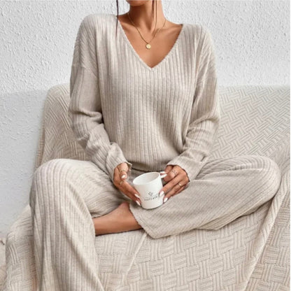 Relaxed Relaxed Ribbed Two Piece Lounge Set For Women | Mireva