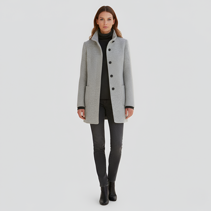 Edwardian Elegant button-front coat with high collar for women | Valerios