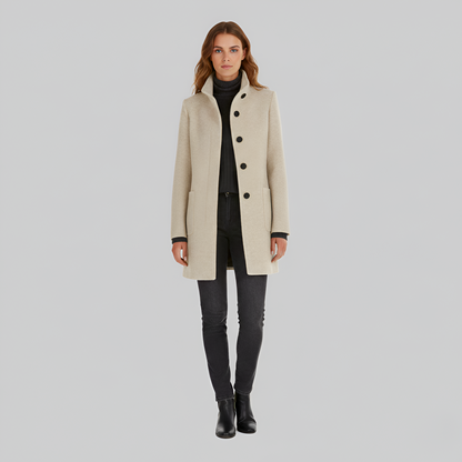 Edwardian Elegant button-front coat with high collar for women | Valerios
