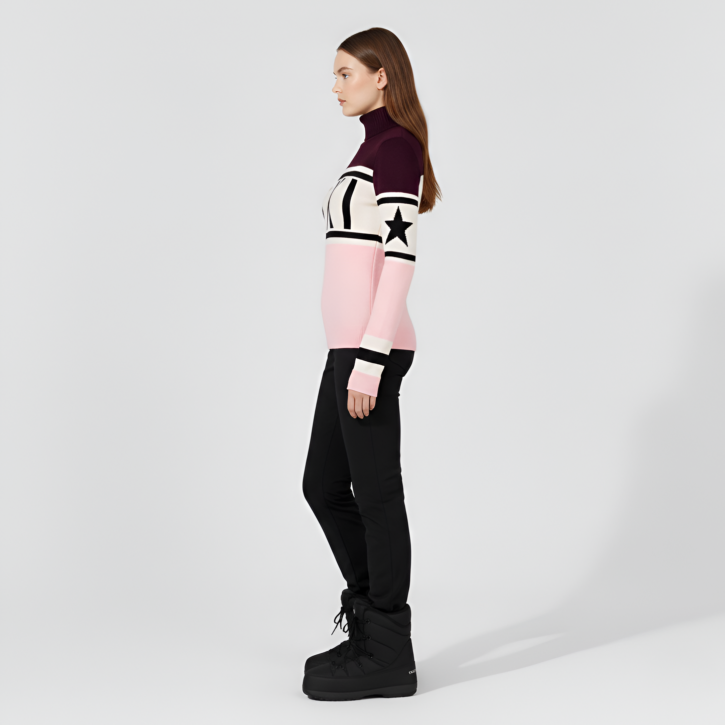 Wool Turtleneck knit sweater with logo design for women | Elara