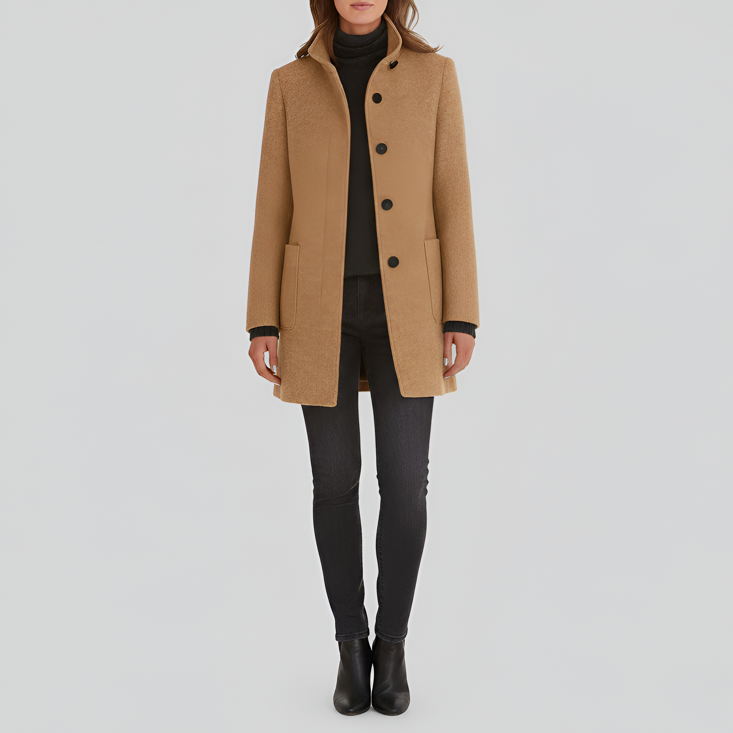 Edwardian Elegant button-front coat with high collar for women | Valerios