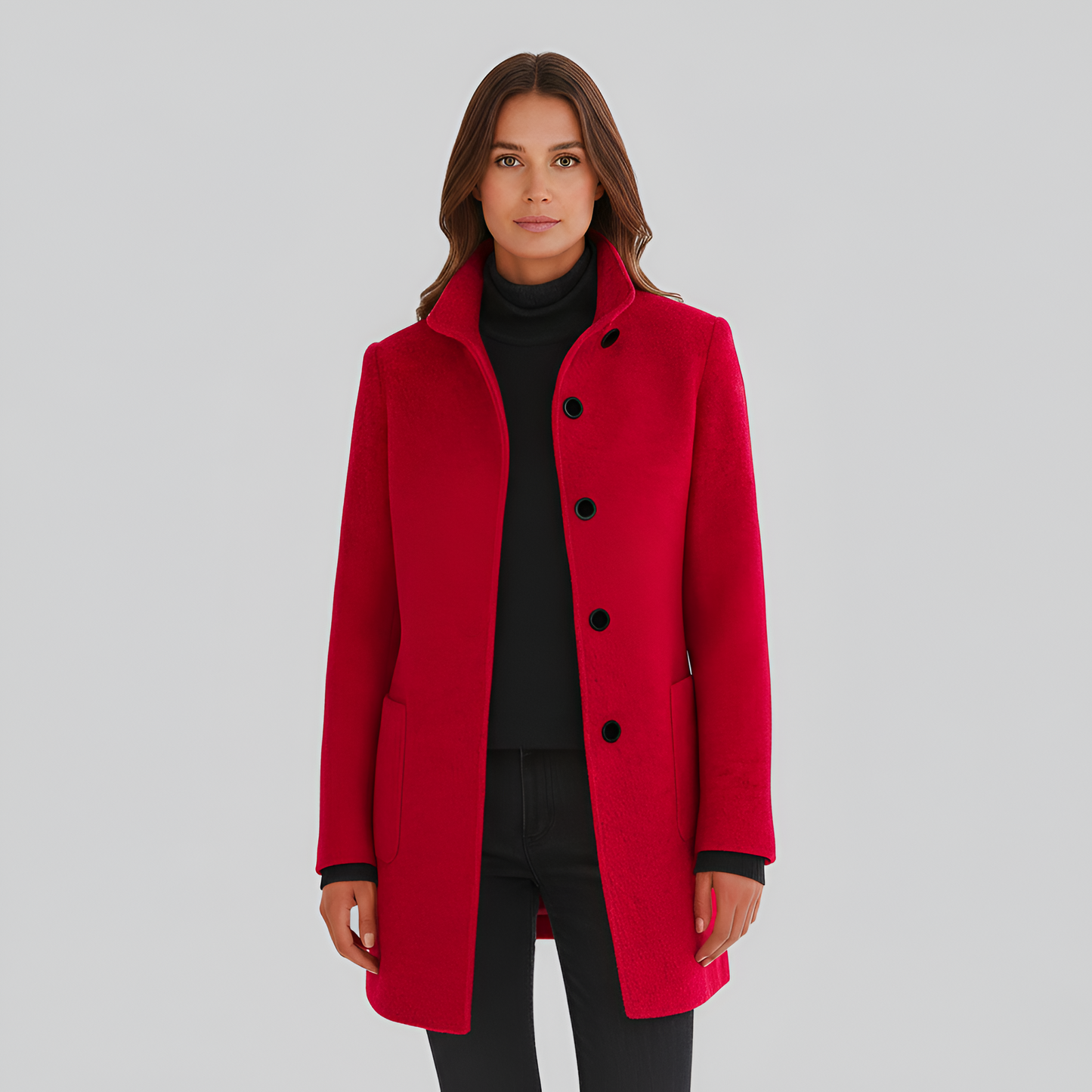 Edwardian Elegant button-front coat with high collar for women | Valerios