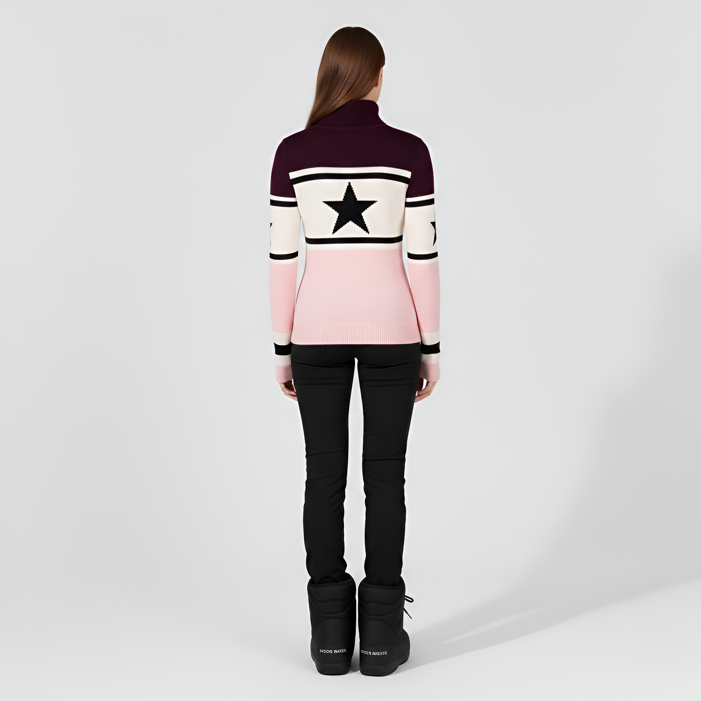 Wool Turtleneck knit sweater with logo design for women | Elara