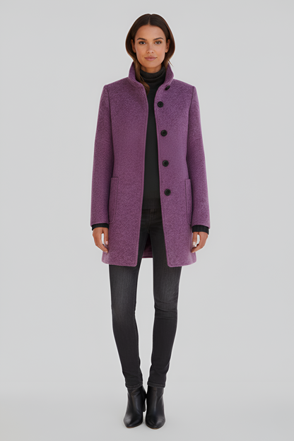 Edwardian Elegant button-front coat with high collar for women | Valerios