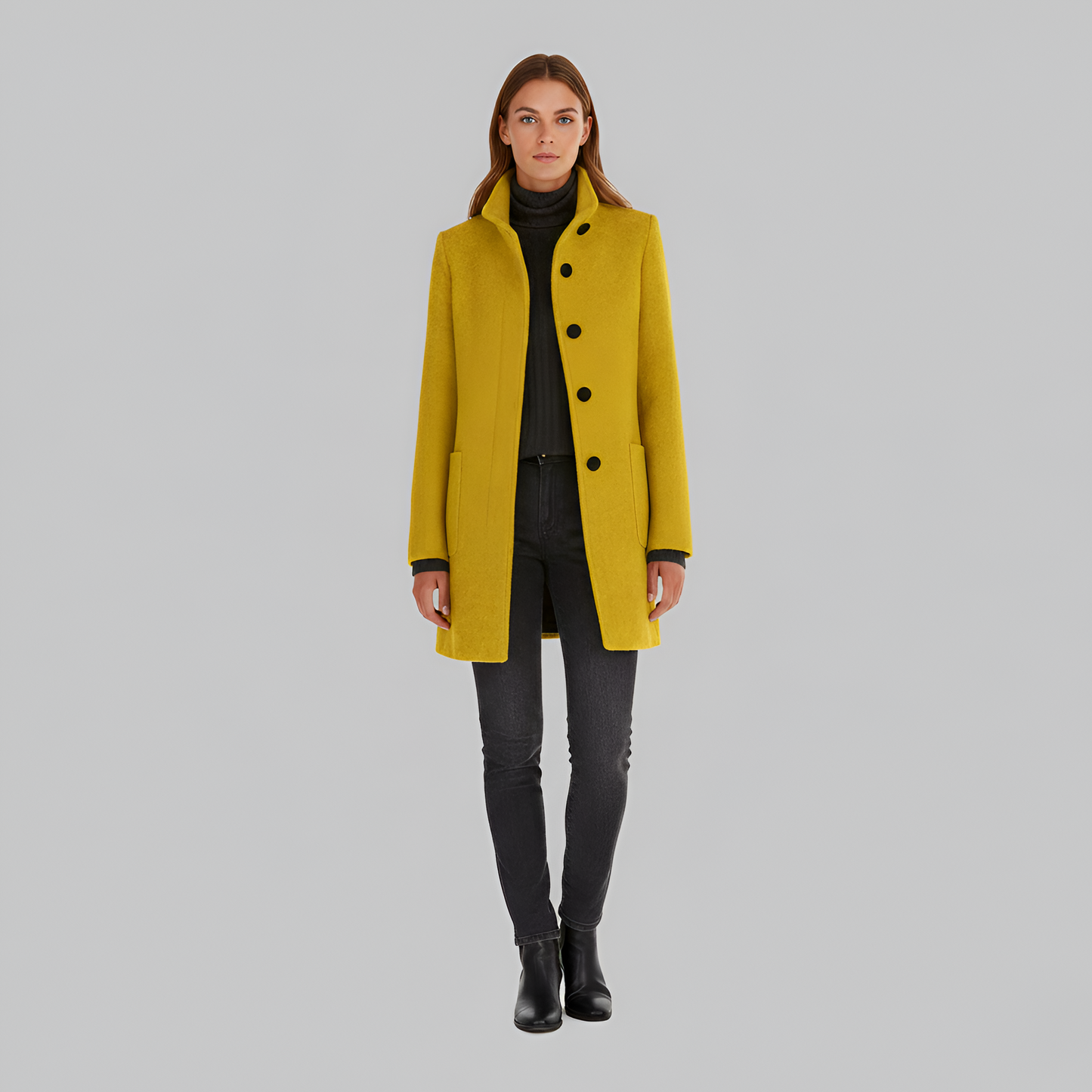Edwardian Elegant button-front coat with high collar for women | Valerios