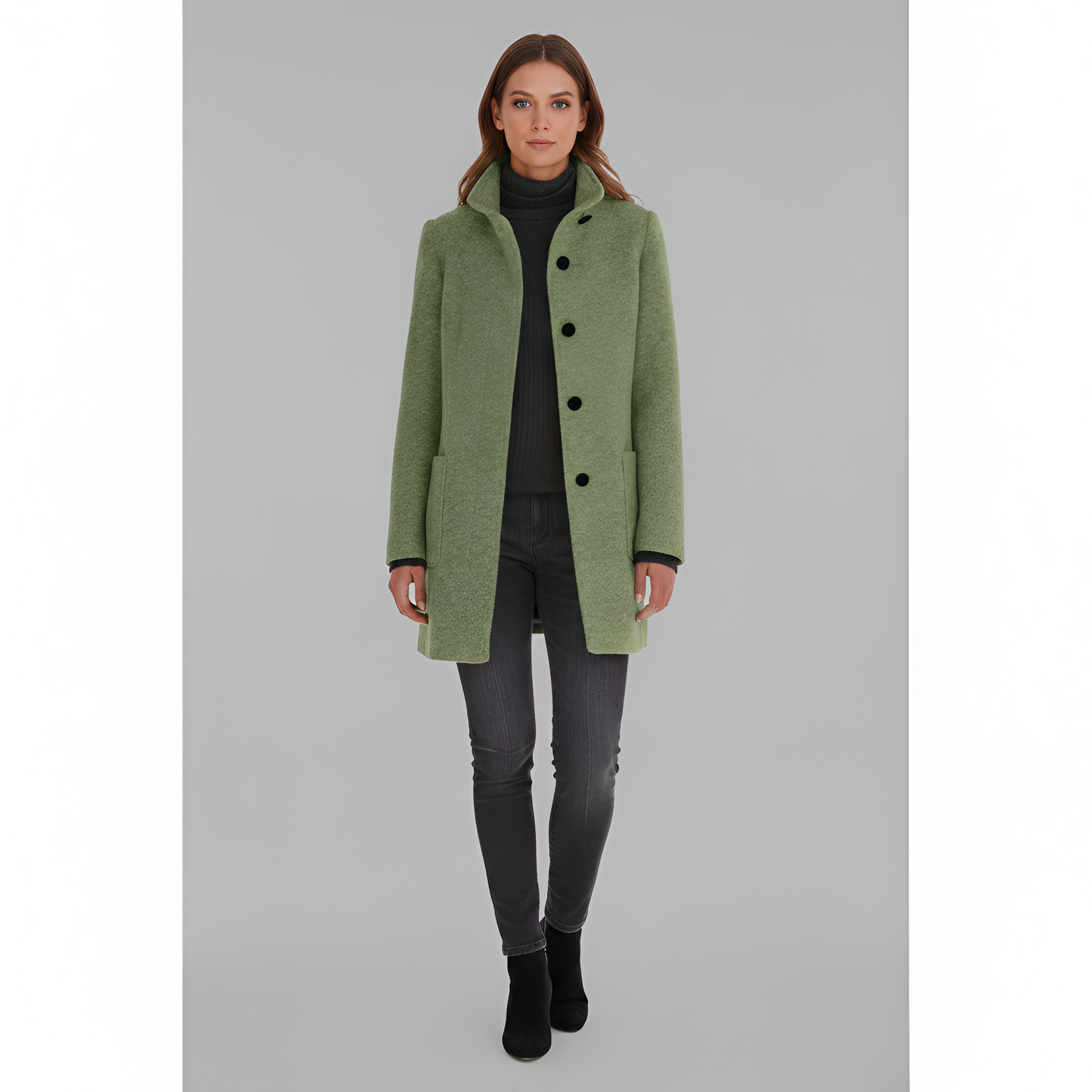 Edwardian Elegant button-front coat with high collar for women | Valerios