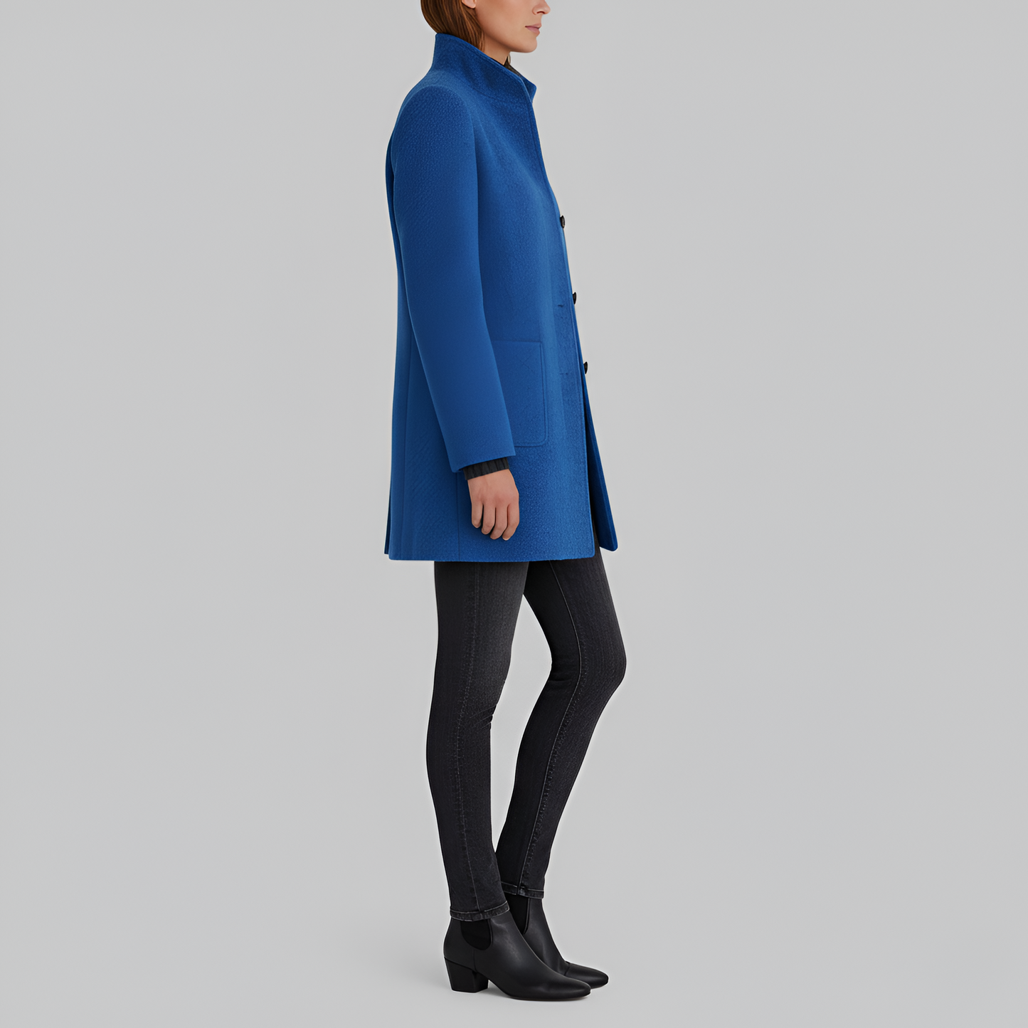 Edwardian Elegant button-front coat with high collar for women | Valerios