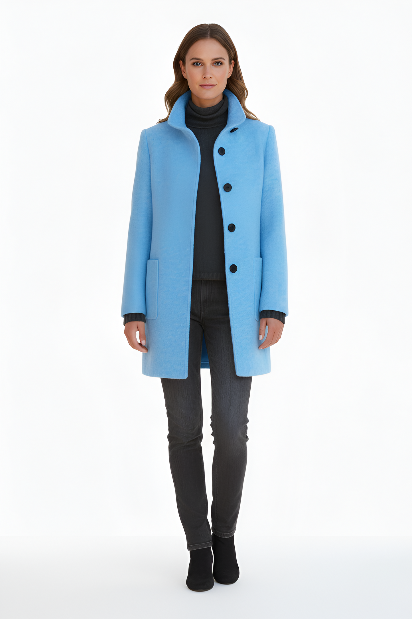 Edwardian Elegant button-front coat with high collar for women | Valerios