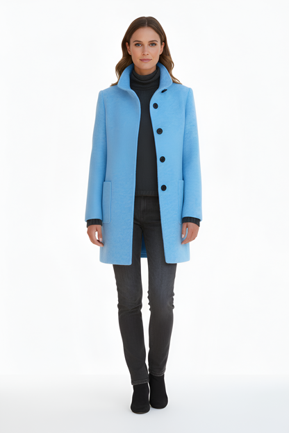Edwardian Elegant button-front coat with high collar for women | Valerios