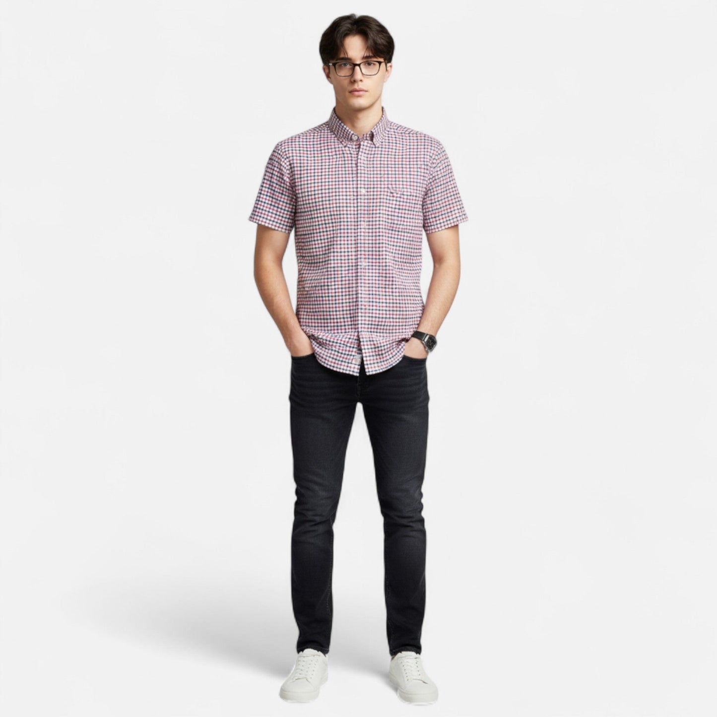 Classic oxford short-sleeve everyday shirt for men -13