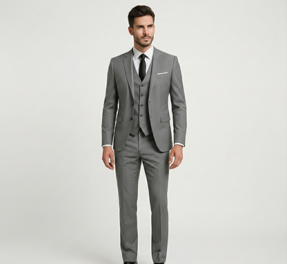 Granite Formal three-piece tailored suit for men | Assuli