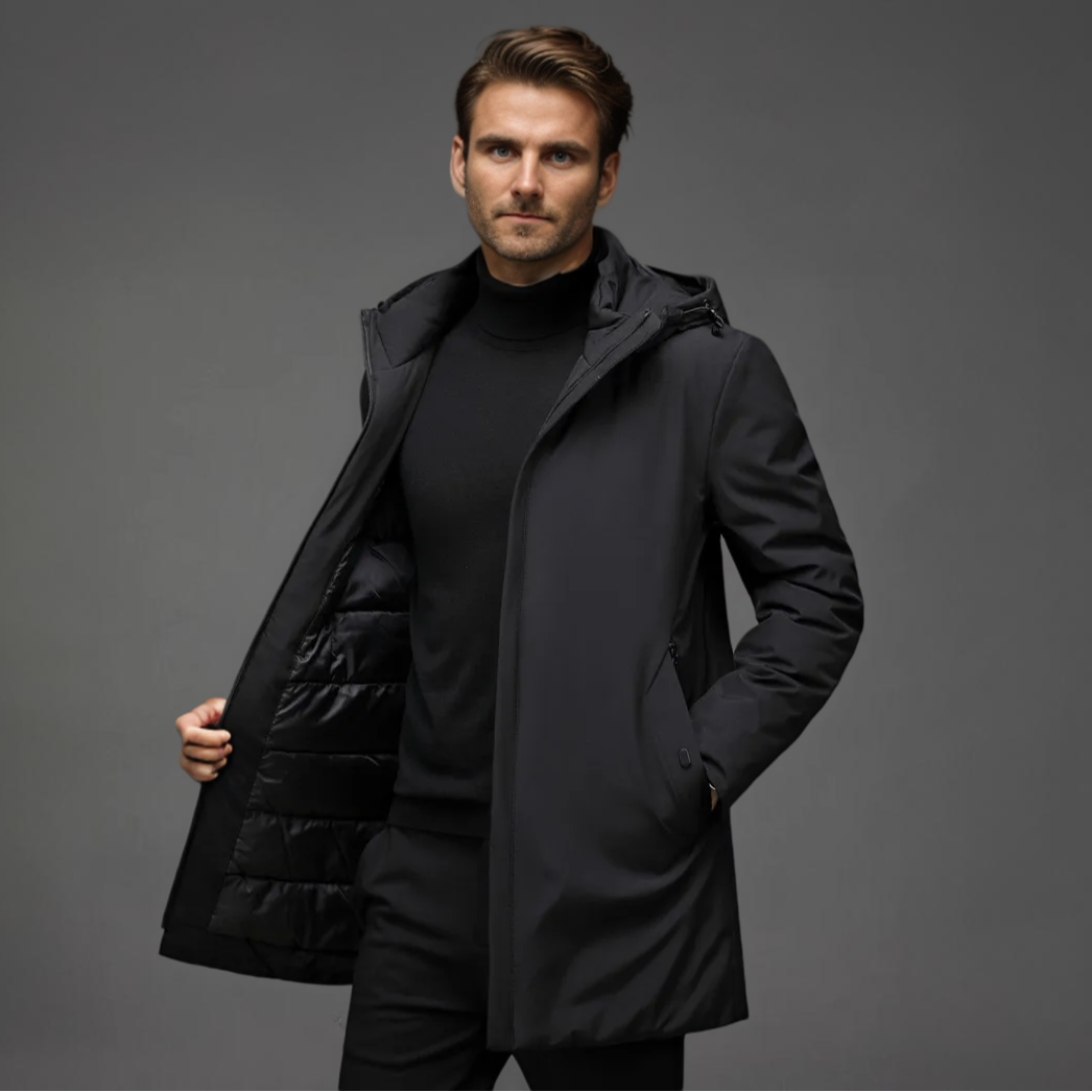 Slate Warm hooded winter parka for men | Mario