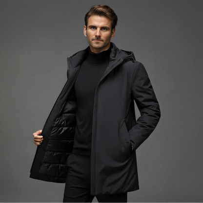 Slate Warm hooded winter parka for men | Mario