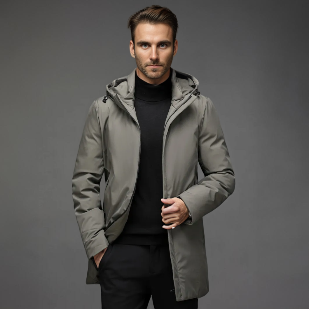 Slate Warm hooded winter parka for men | Mario