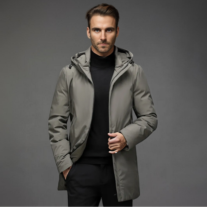 Slate Warm hooded winter parka for men | Mario